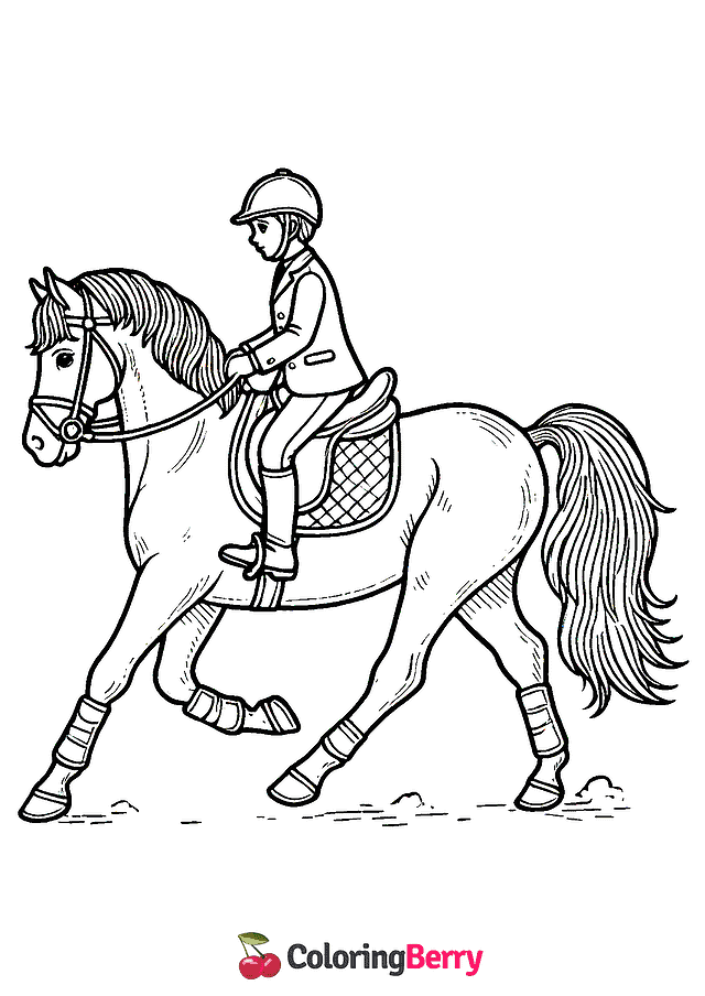 Horse and Rider Coloring Page