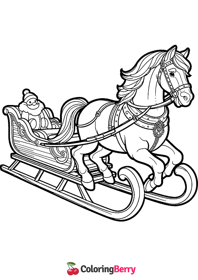 Horse and Sleigh Coloring Page