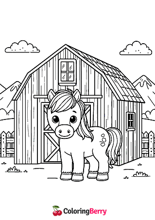 Horse Barn Coloring Page