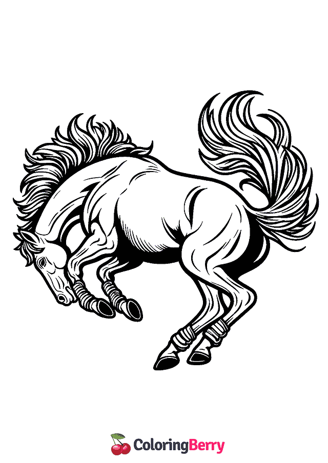 Horse Jumping Coloring Page