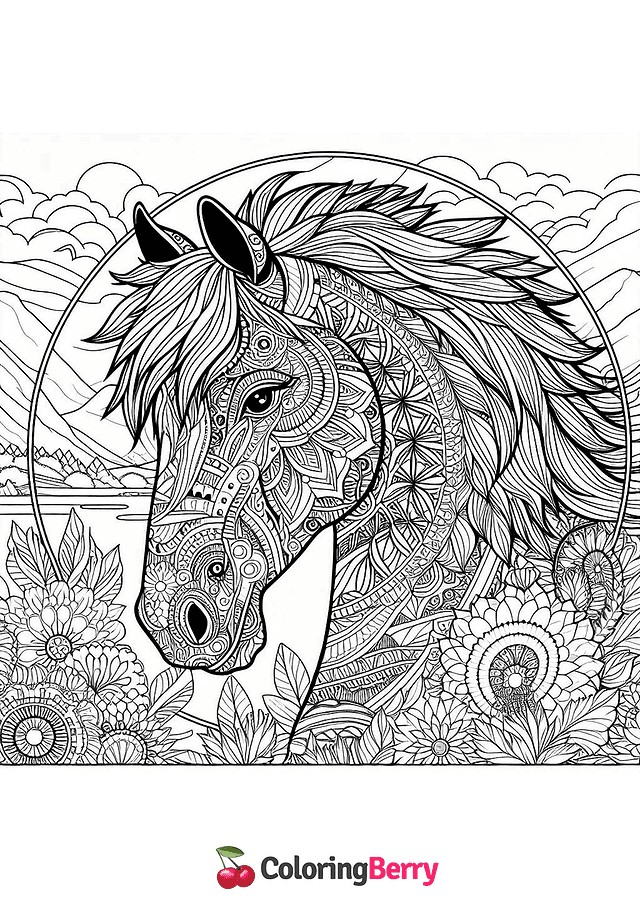 Horse Mandala Coloring Page