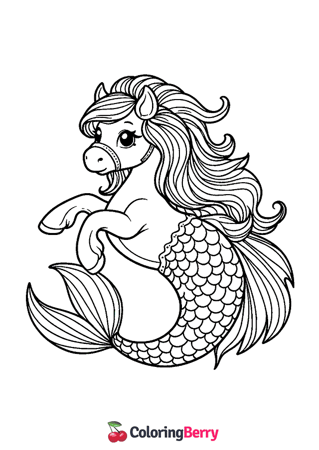 Horse Mermaid Coloring Page