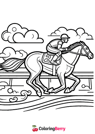 Horse Racing Coloring Page