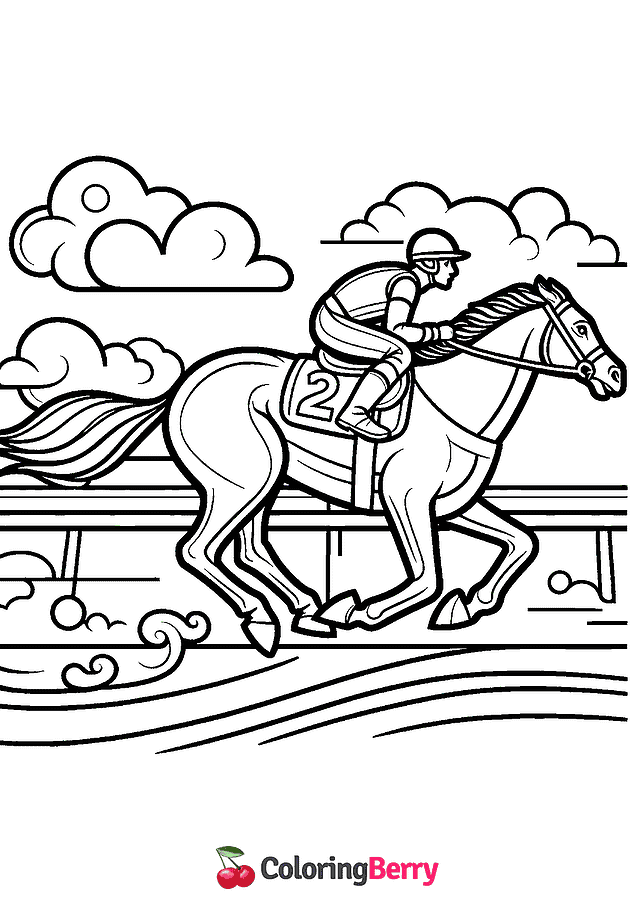 Horse Racing Coloring Page