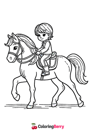 Horse with Rider Coloring Page