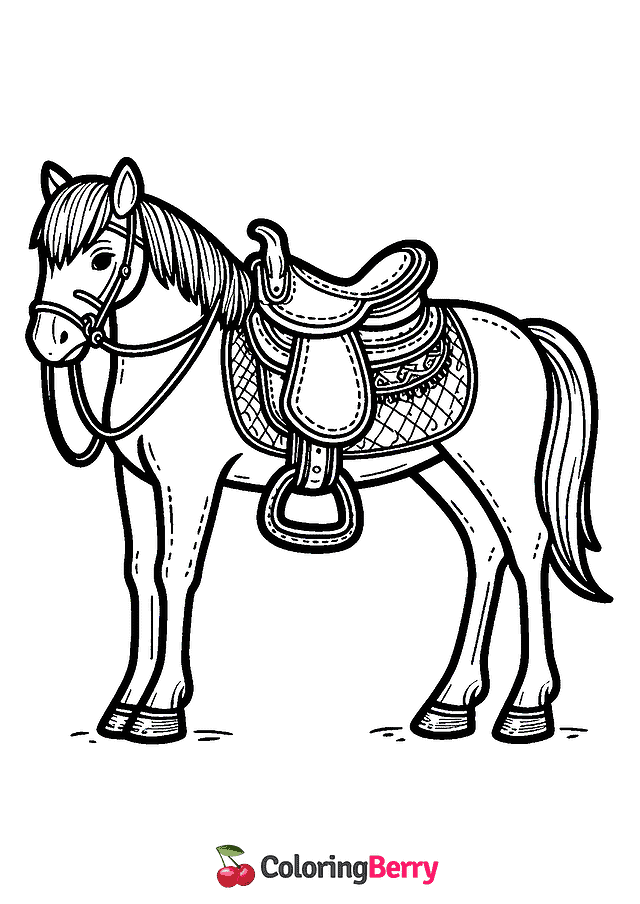 Horse with Saddle Coloring Page