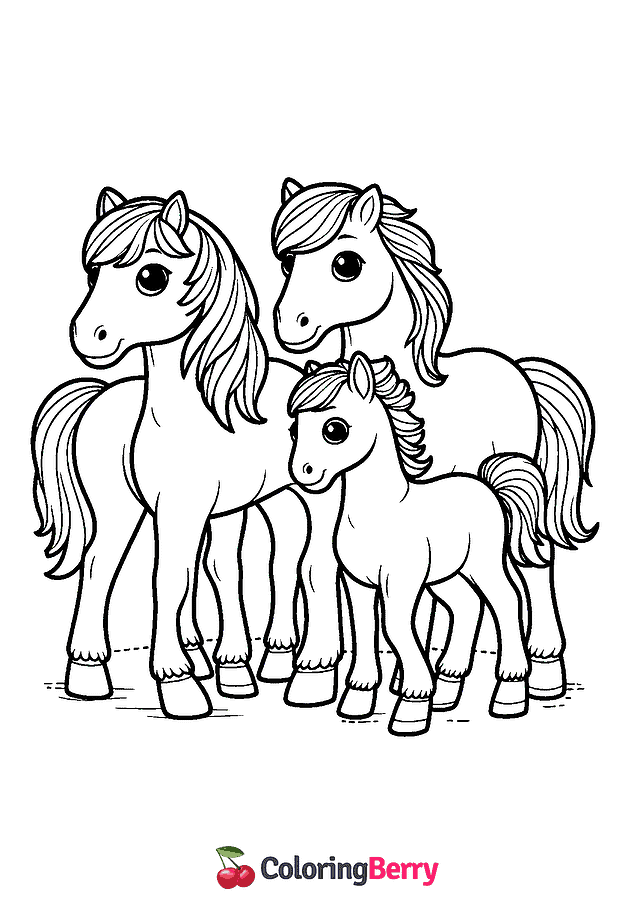 Horses Coloring Page