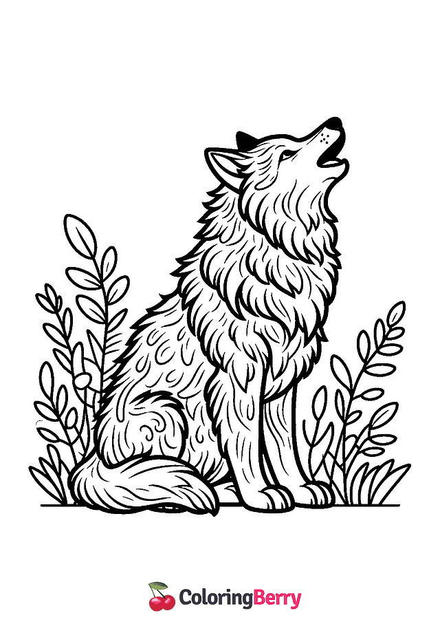 Howling Wolf Coloring Page