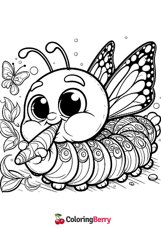 Hungry Caterpillar Butterfly Coloring Page