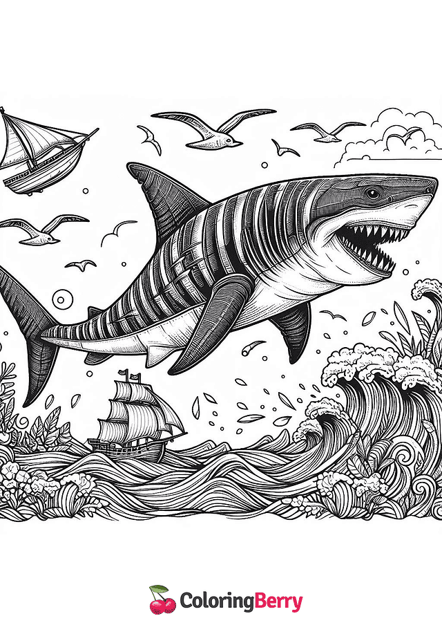 Hungry Shark Coloring Page