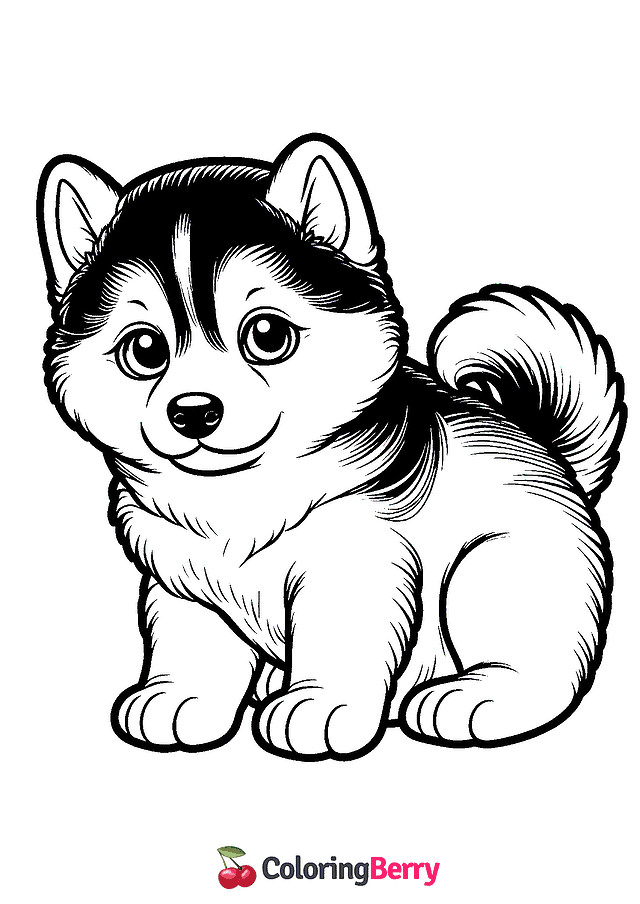 Husky Puppy Coloring Page