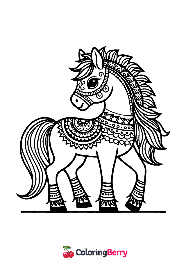 Indian Horse Coloring Page