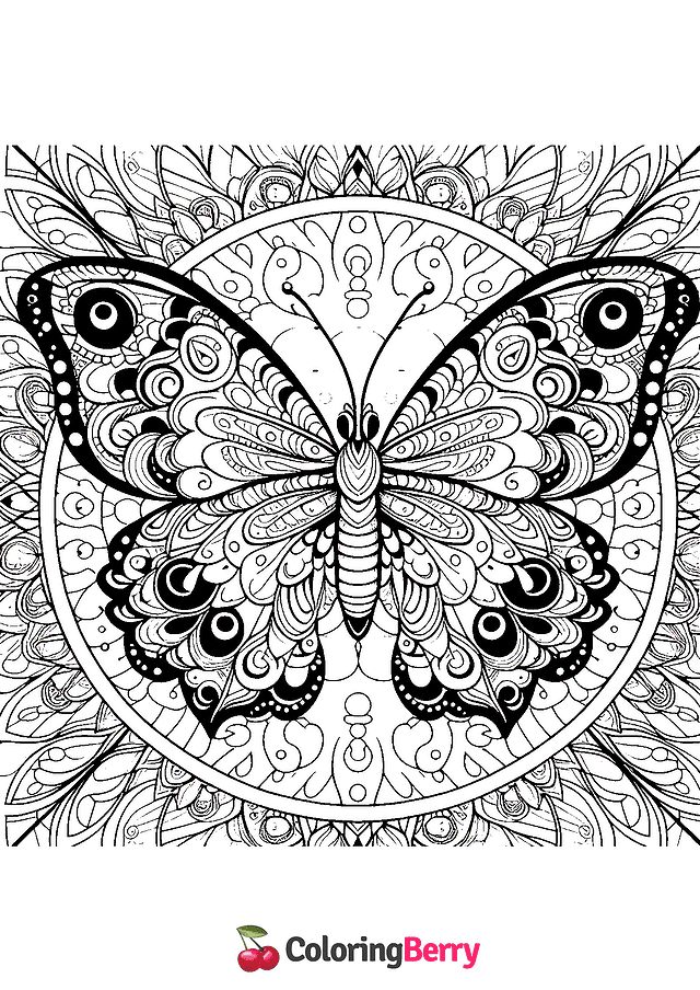 Intricate Butterfly Coloring Page