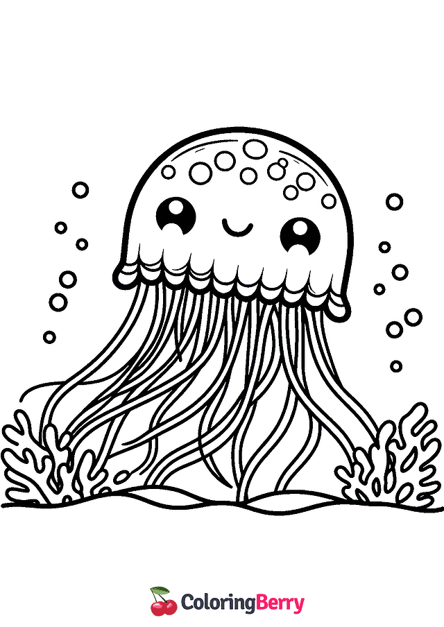 Jellyfish Face Coloring Page