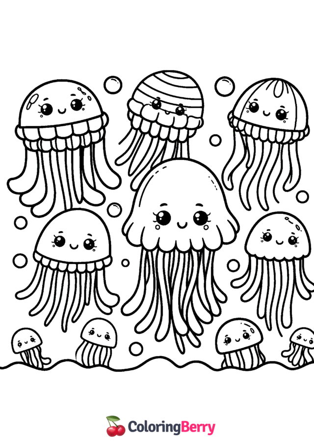 Jellyfishes Coloring Page