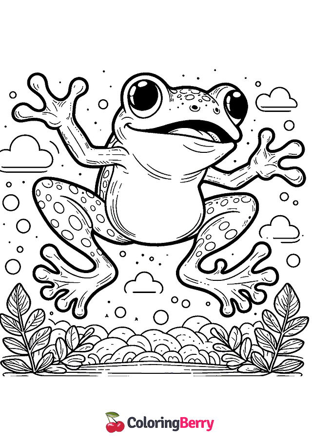 Jumping Frog Coloring Page