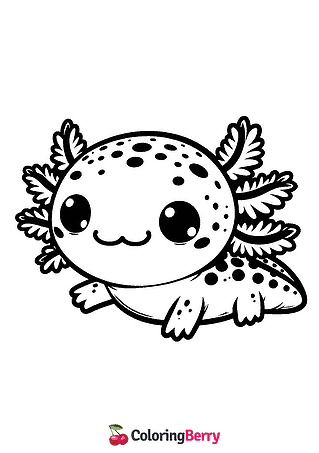 Kawaii Axolotl Coloring Page