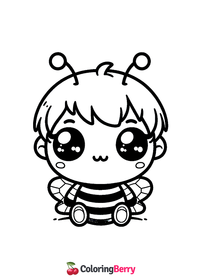 Kawaii Bee Coloring Page