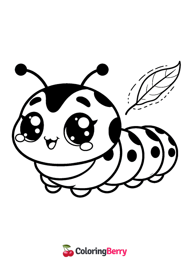 Kawaii Caterpillar Coloring Page