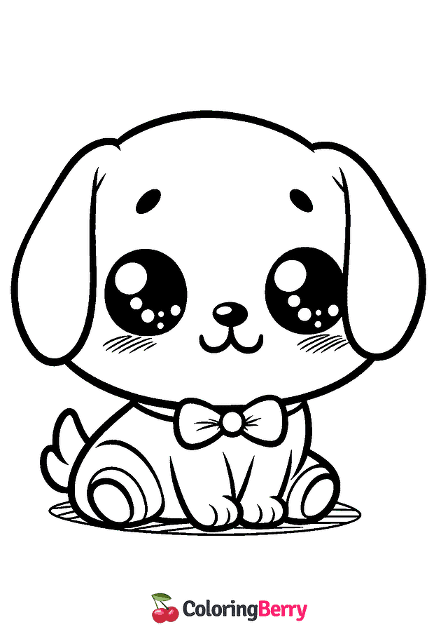 Kawaii Dog Coloring Page