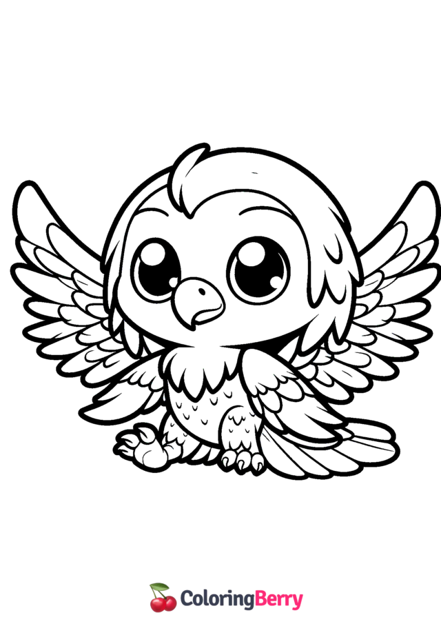 Kawaii Eagle Coloring Page