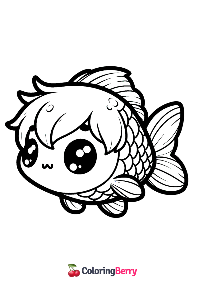 Kawaii Fish Coloring Page