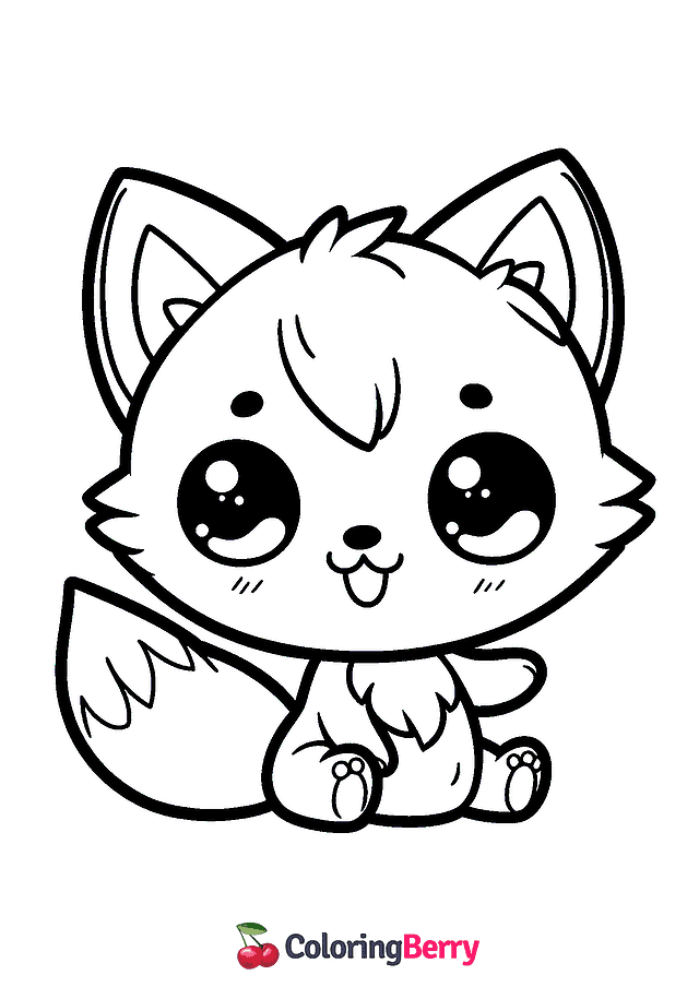 Kawaii Fox Coloring Page