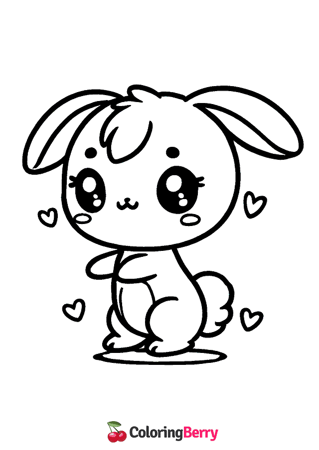 Kawaii Hare Coloring Page