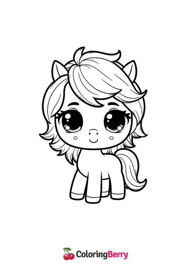 Kawaii Horse Coloring Page