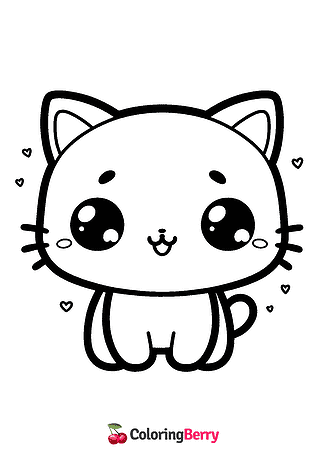 Kawaii Kitten Coloring Page
