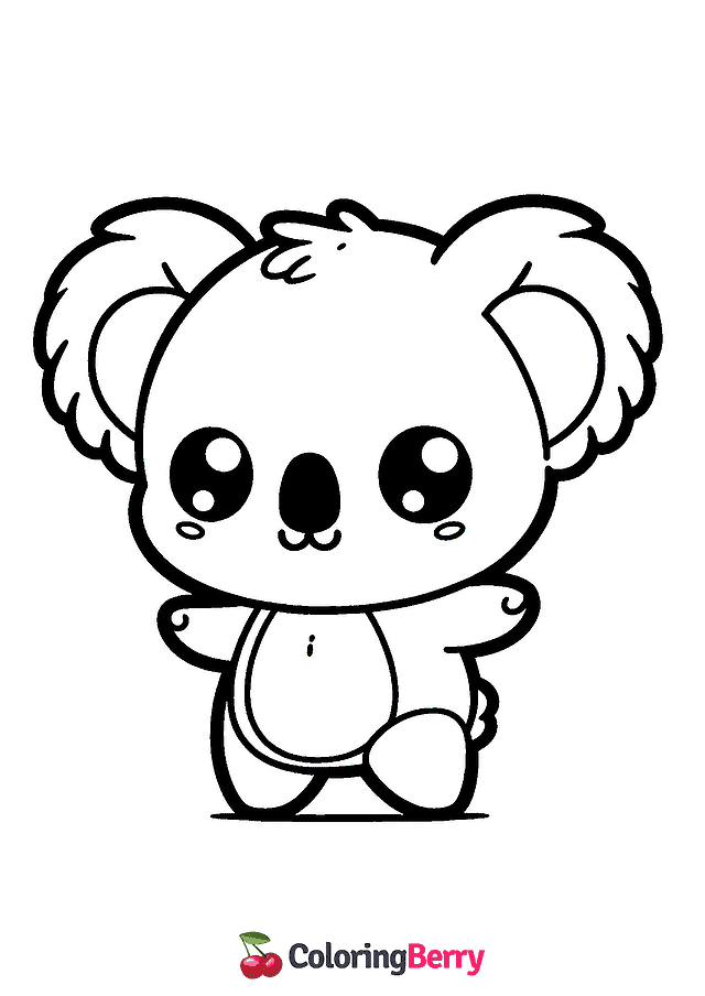 Kawaii Koala Coloring Page