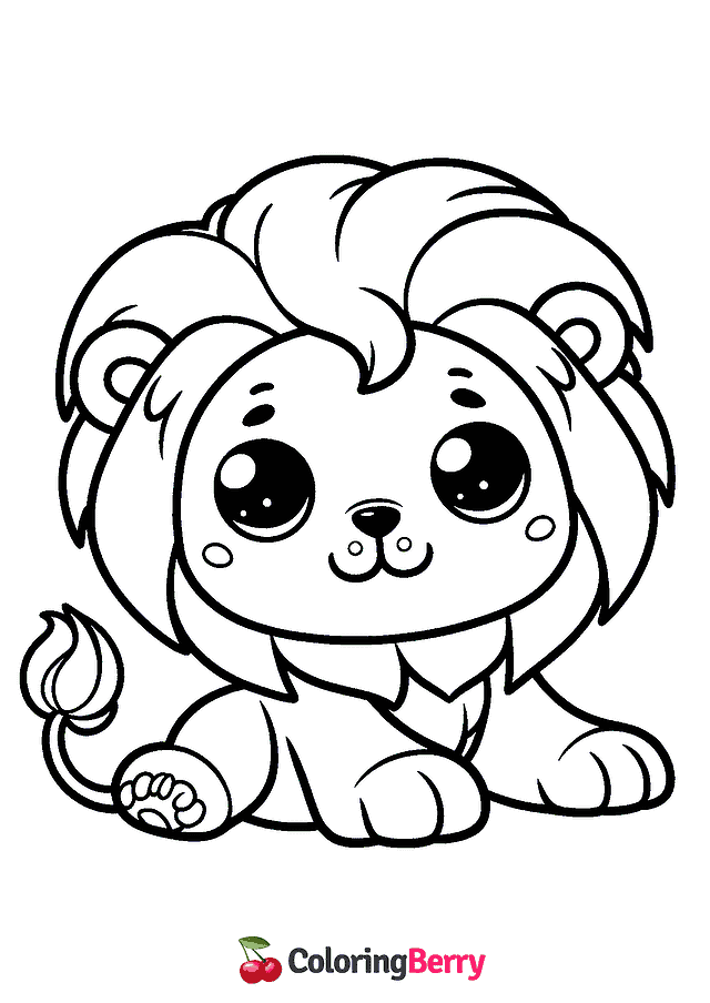 Kawaii Lion Coloring Page