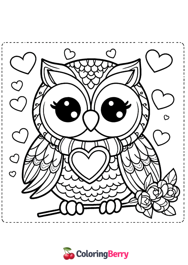 Kawaii Owl Coloring Page