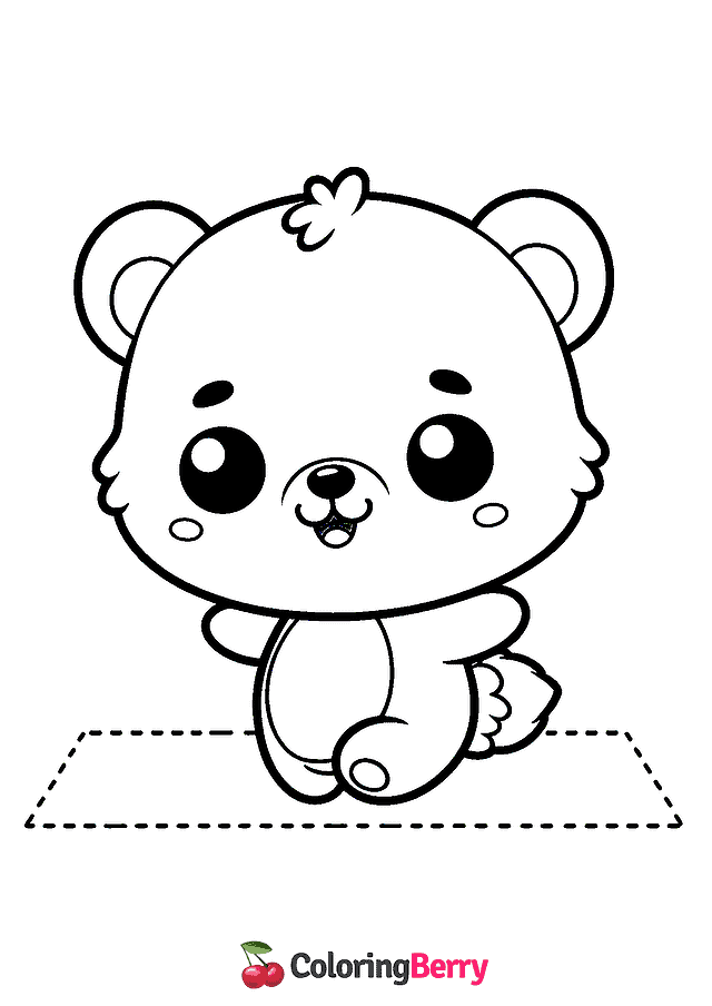 Kawaii Polar Bear Coloring Page