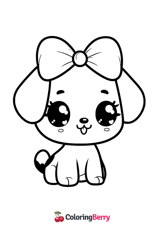 Kawaii Puppy Coloring Page