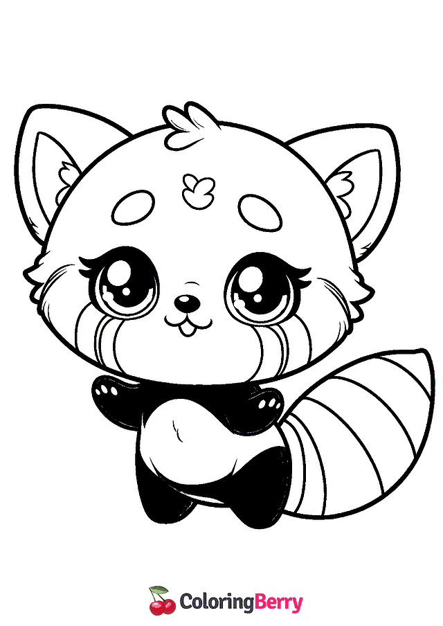 Kawaii Red Panda Coloring Page