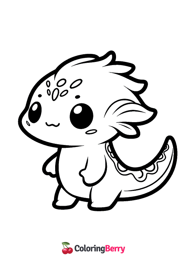 Kawaii Salamander Coloring Page