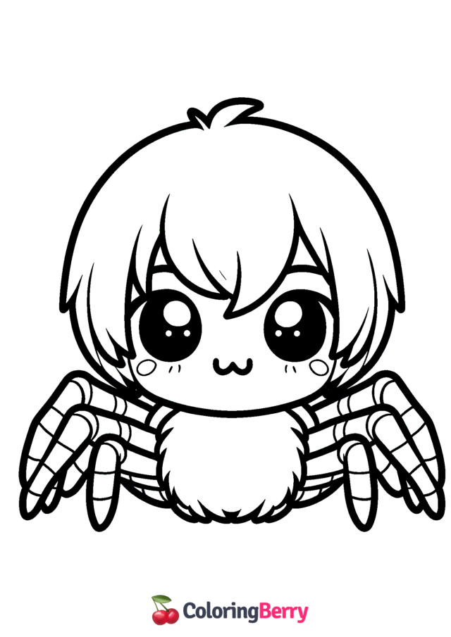 Kawaii Spider Coloring Page