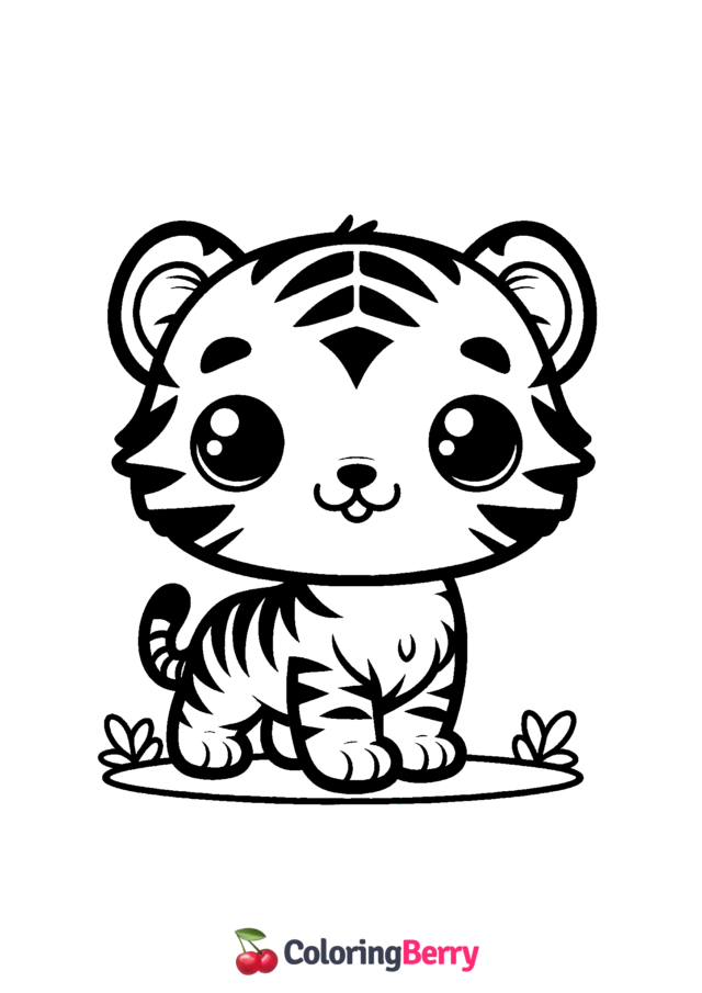 Kawaii Tiger Coloring Page