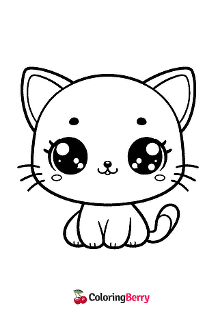 Kitten Cute Cat Coloring Page