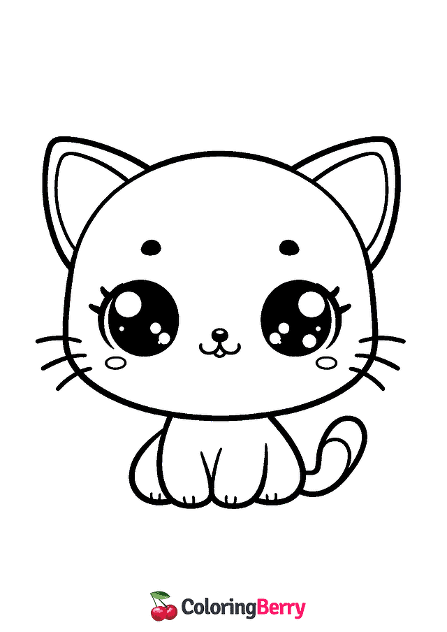 Kitten Cute Cat Coloring Page