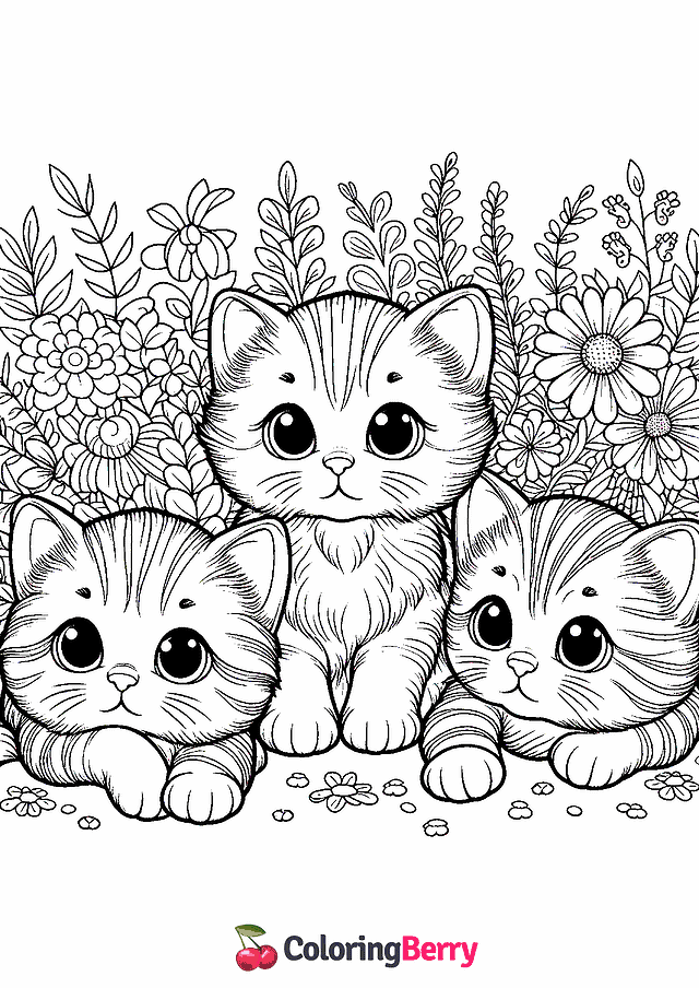 Kittens Coloring Page