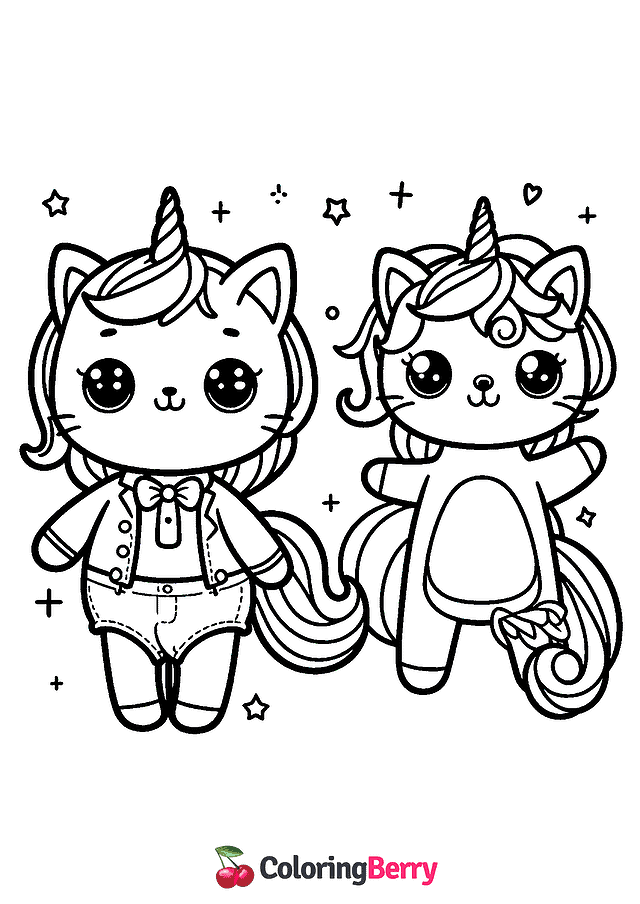 Kitty Cat Unicorn Coloring Page