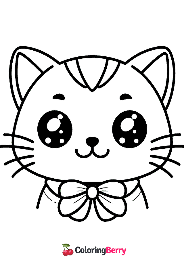 Kitty Face Coloring Page