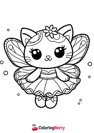 Kitty Fairy Coloring Page