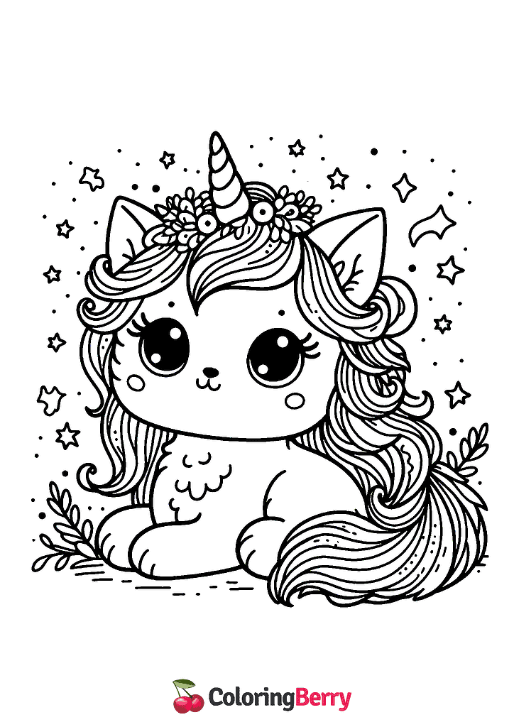 Kittycorn Coloring Page (Free PDF Printable)
