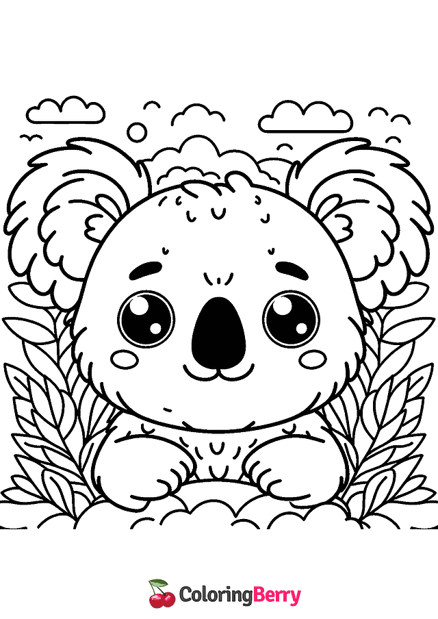 Koala Head Coloring Page