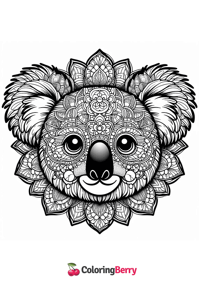 Koala Mandala Coloring Page