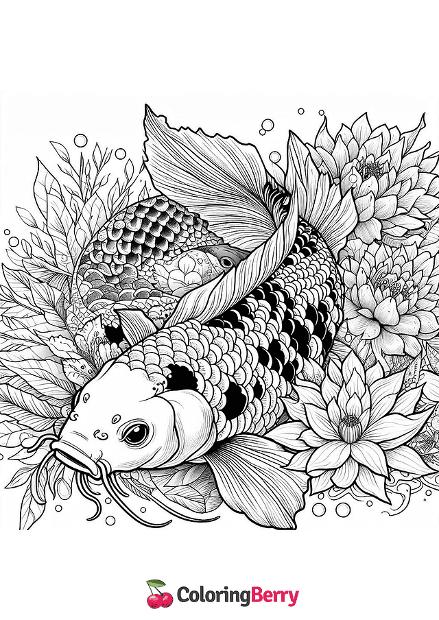 Koi Carp Coloring Page