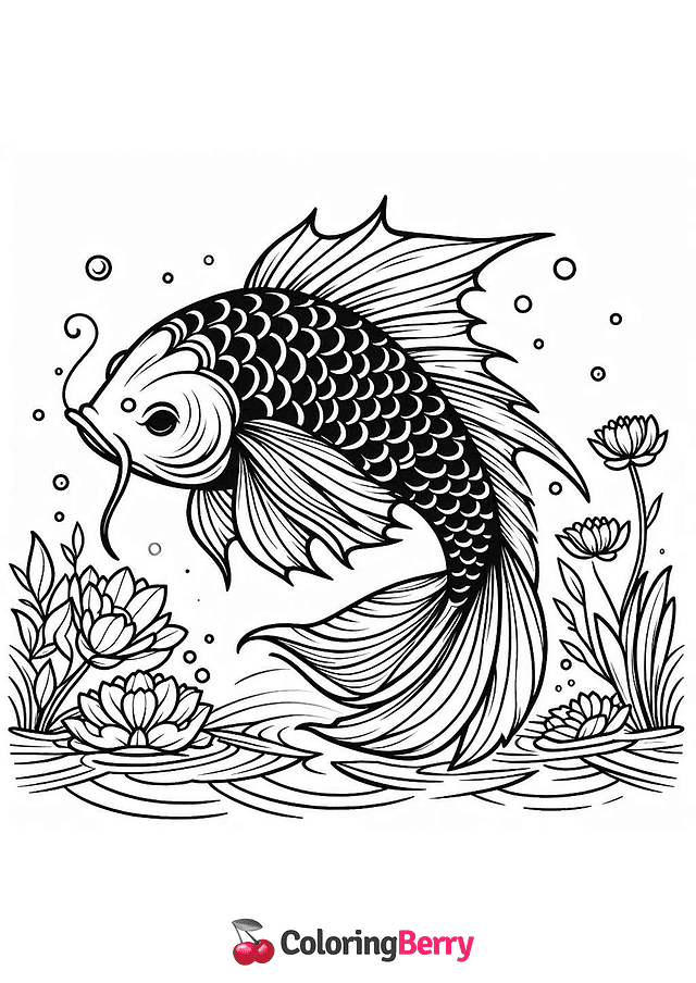 Koi Fish Coloring Page